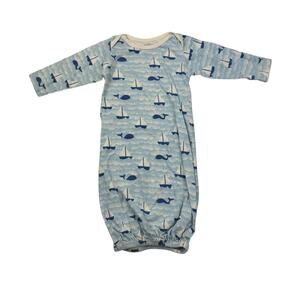 Winter Water Factory Organic Cotton Blue Sailboats Gown, 0m